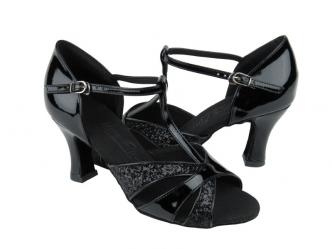 dansschoenen zwaret lak glitter  